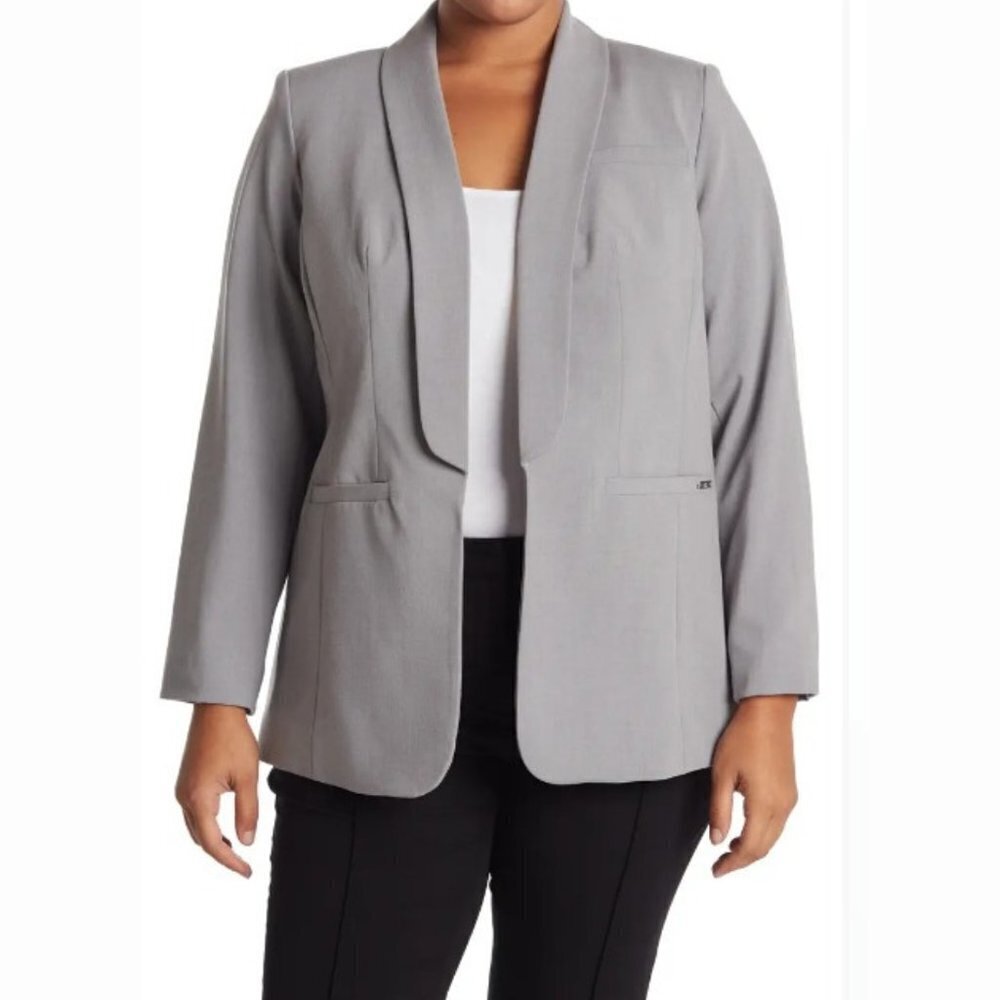 Calvin Klein Women's Open Front Shawl Collar Roll Cuff Blazer - 12